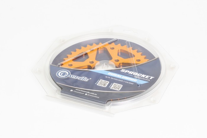SPROCKET - 42 AX 100 4 HUECOS PASO 428 ESTILO IRON DORADO DURAL RACER  CASSARELLA X