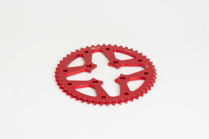 SPROCKET - 50 XTZ 125 4 HUECOS PASO 428 ESTILO IRON ROJO DURAL RACER  CASSARELLA X