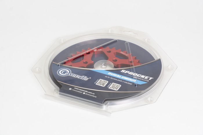 SPROCKET - 38 NKD 125 4 HUECOS PASO 428 ESTILO IRON ROJO DURAL RACER  CASSARELLA X