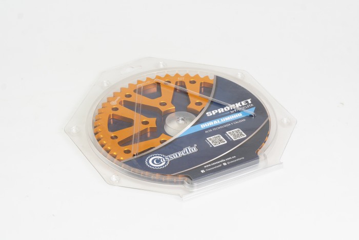 SPROCKET - 50 DR 150 6 HUECOS PASO 428 ESTILO IRON DORADO DURAL RACER  CASSARELLA X