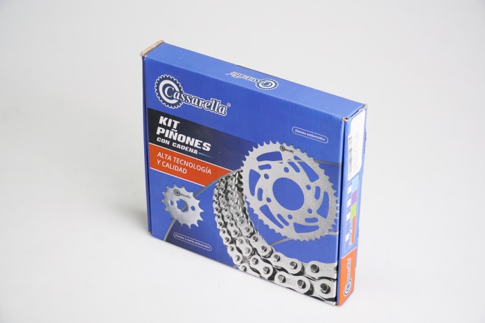 KIT CAJA CADENA - BENELLI  TNT 150 6 HUECOS (PT43C - PD14C - 428-H-132C) O´RING DORADA CASSARELLA