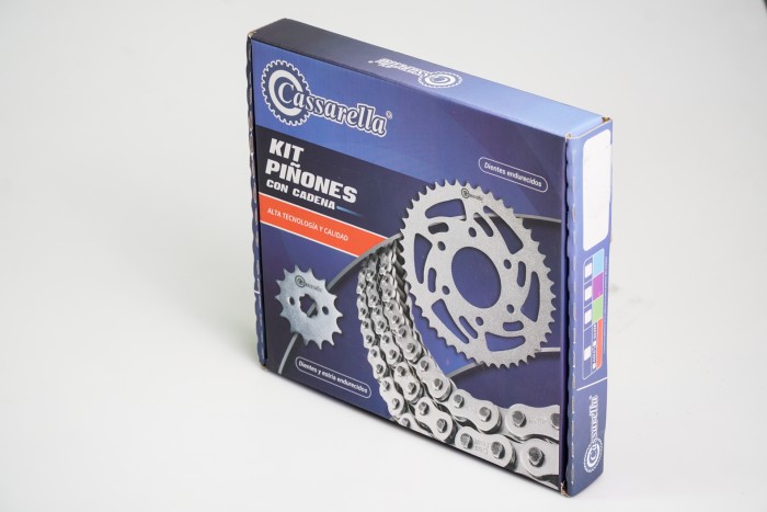 KIT CAJA CADENA - XR 150 L 6 HUECOS (PT49C-PD16C-428-H-132-C) DORADA O´RING CASSARELLA
