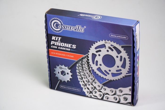 KIT CAJA CADENA - DR 150 6 HUECOS FORCE (PT50C-PD14C-428-H-132C)  DORADA CASSARELLA