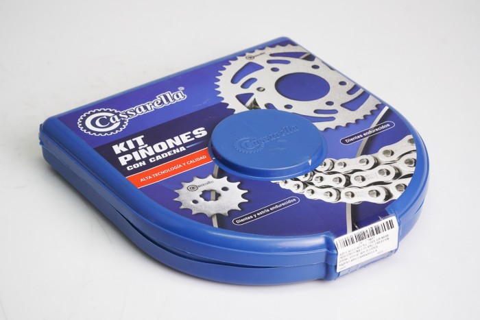 KIT CAJA CADENA - MRX 125 MOD. 2023 SPROCKET PLANO 4 HUECOS(PT50C-PD14C-428-H-132-C)NIQUELADA CASSARELLA