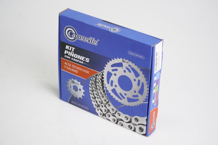 KIT CAJA CADENA - SYM NHX 190 4 HUECOS (PT49C-PD15C-428-H-132-C) NIQUELADA CASSARELLA