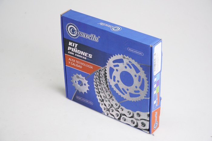 KIT CAJA CADENA - BOXER 102 4 HUECOS (PT43C-PD14C-428 -H-120-C)  NIQUELADA CASSARELLA