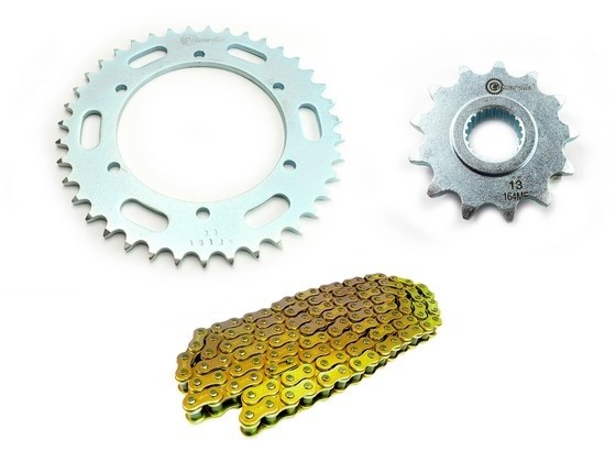 KIT CAJA CADENA - XTZ 250 6 HUECOS (PT40C-PD13C-520-H-120-C)  DORADA CASSARELLA