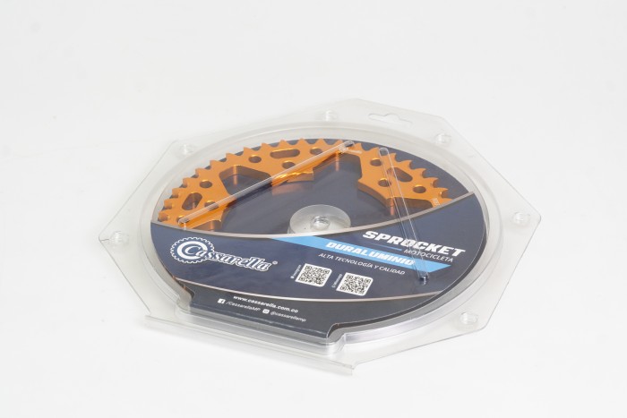 SPROCKET - 46 FZ 250 6 HUECOS PASO 428 ESTILO IRON DORADO DURAL RACER  CASSARELLA X