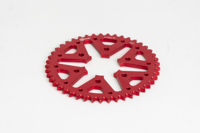 SPROCKET - 45 PULSAR 200 NS 6 HUECOS PASO 428 ESTILO IRON ROJO DURAL RACER  CASSARELLA X