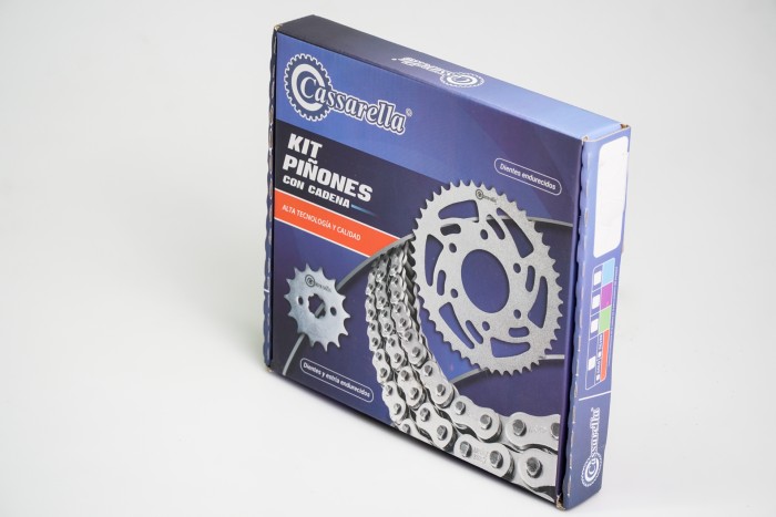 KIT CAJA CADENA - XR 190 E 6 HUECOS (PT48C-PD16C-428-H-132-C)  DORADA CASSARELLA