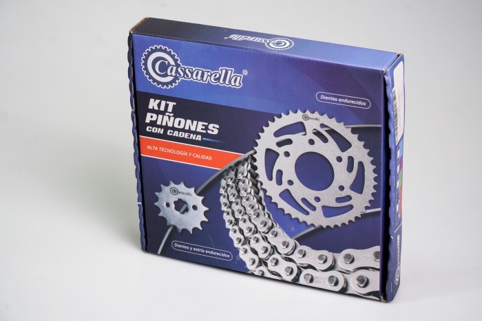 KIT CAJA CADENA - DR 150 6 HUECOS (PT50C-PD16C-428-H-132C) NIQUELADA  CASSARELLA