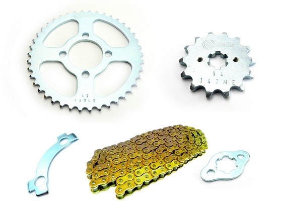 KIT CAJA CADENA - DISCOVER 100 4 HUECOS (PT42C-PD14C-420--120-C) DORADA CASSARELLA