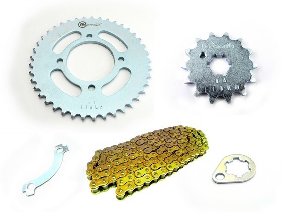 KIT CAJA CADENA - CRIPTON FULL INYECCION 115 4 HUECOS (PT41C-PD14C-420--110-C) DORADA CASSARELLA