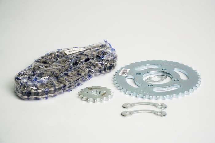 KIT CAJA CADENA - HAOJUE DM150 4 HUECOS (PT41C-PD15C-428-H-124-C) NIQUELADA CASSARELLA