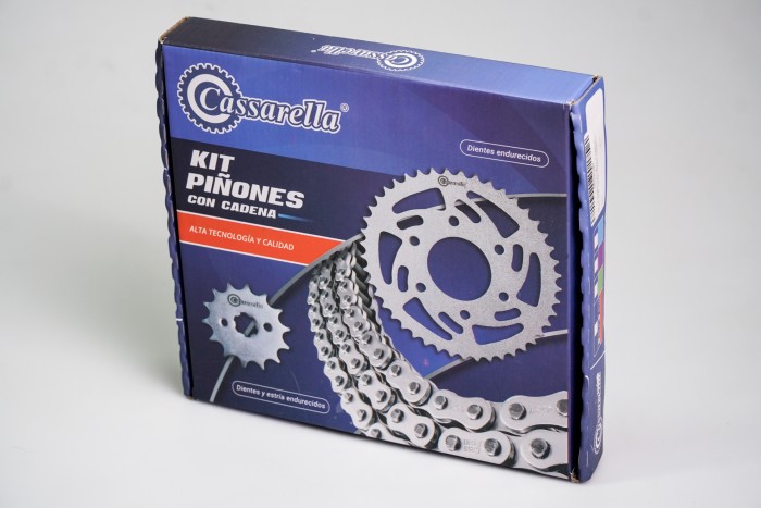 KIT CAJA CADENA - BOXER-S 100 6 HUECOS (PT42C-PD14C-428--122-C) NIQUELADA CASSARELLA