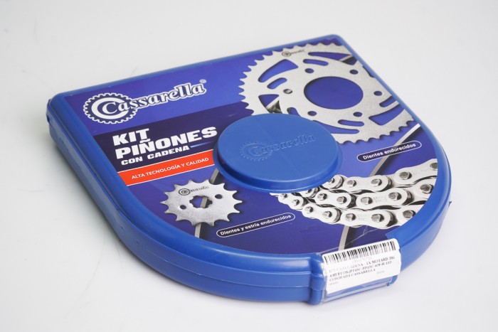 KIT CAJA CADENA - TX MOTARD 200 4 HUECOS (PT45C-PD15C-428-H-132-C) DORADA CASSARELLA