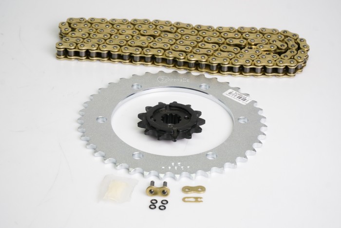 KIT CAJA CADENA - XRE 300 6 HUECOS (PT39C - PD13C - 520 -H- 132C) DORADA O'RING CASSARELLA