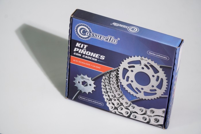 KIT CAJA CADENA - FZ 2.0 160 6 HUECOS (PT41C-PD14C-428-H-132C) DORADA O´RING CASSARELLA