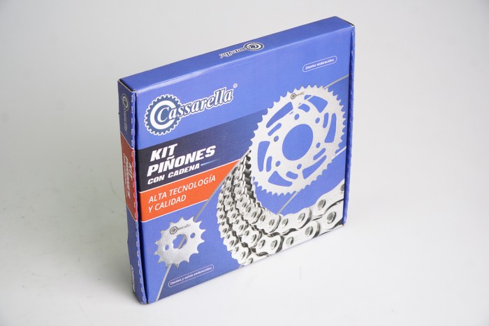 KIT CAJA CADENA - AKT TTR 125/150 6 HUECOS (PT42C-PD13C-520-H-112-C) DORADA O`RING CASSARELLA