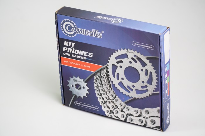 KIT CAJA CADENA - YZF R15 V 3.0 6 HUECOS (PT48C-PD14C-428-H-132-C) NIQUELADA CASSARELLA