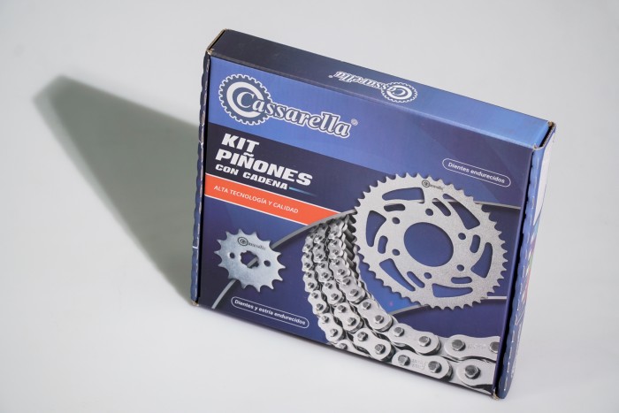 KIT CAJA CADENA - FZ 2.0 FRENO 150 6 HUECOS (PT41C 6H- PD14C 1H-428-H-132C)  DORADA ORING CASSARELLA