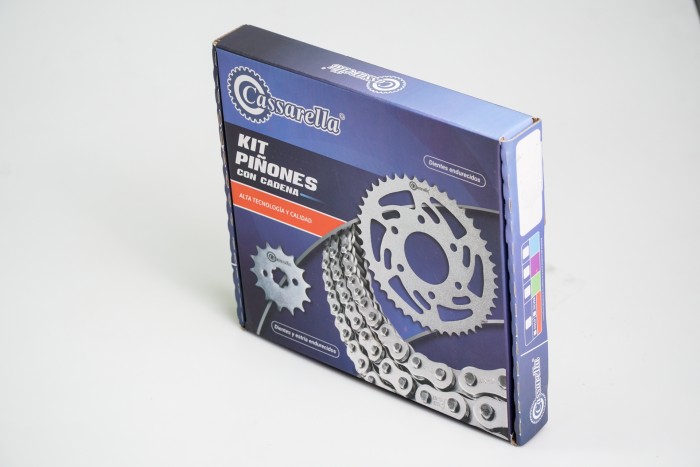 KIT CAJA CADENA - YCZ 110 4 HUECOS PASO 420 (PT42C-PD14C-420--120-C) DORADA CASSARELLA