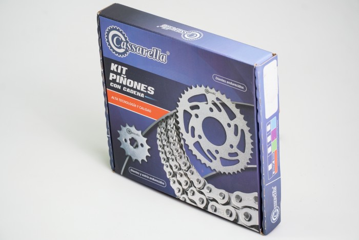KIT CAJA CADENA - XTZ 150 6 HUECOS (PT45C-PD14C-428-H-132-C) NIQUELADA CASSARELLA