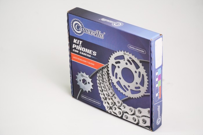 KIT CAJA CADENA - XTZ 150 6 HUECOS (PT45C-PD14C-428-H-132-C) DORADA CASSARELLA