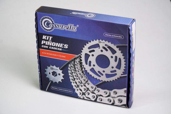 KIT CAJA CADENA - AKT 125 4 HUECOS (PT38C-PD15C-CA428--110-C) DORADA CASSARELLA
