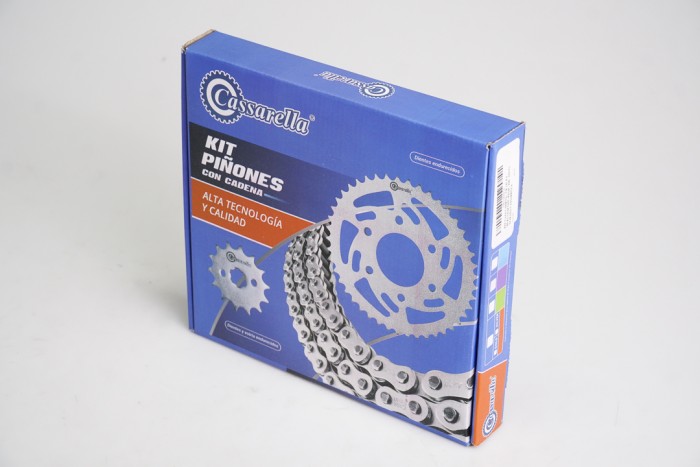KIT CAJA CADENA - CB 125 F 4 HUECOS (PT43C-PD14C-428-H-132-C) DORADA CASSARELLA