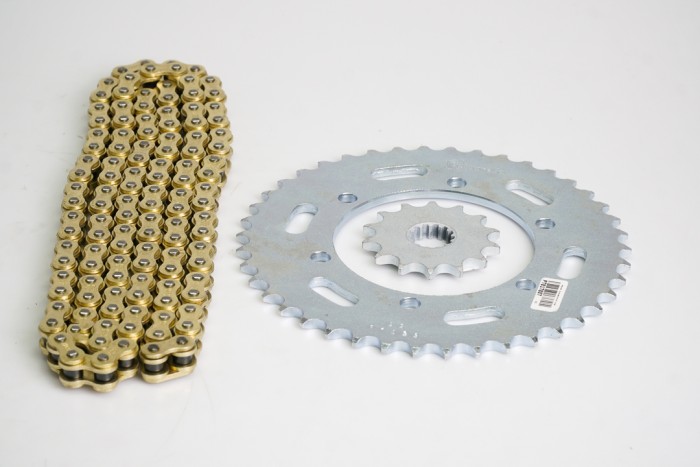 KIT CAJA CADENA - NINJA SL 250 6 HUECOS (PT42C-PD14C-520-H-110-C) DORADA O`RING CASSARELLA