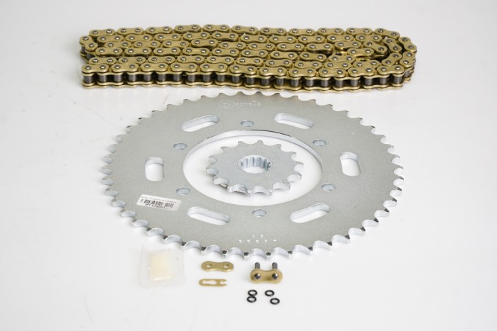 KIT CAJA CADENA - Z 250 6 HUECOS (PT46C-PD14C-520-H-110-C) DORADA O`RING CASSARELLA