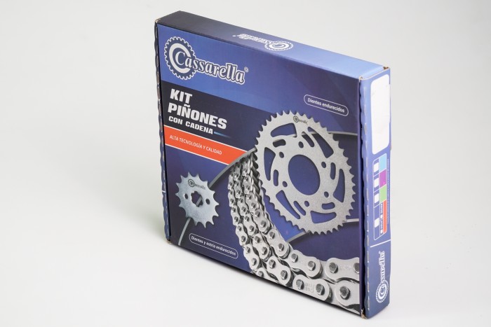 KIT CAJA CADENA - XTZ 125 4 HUECOS (PT50C-PD14C-428-H-132-C) DORADA O´RING CASSARELLA