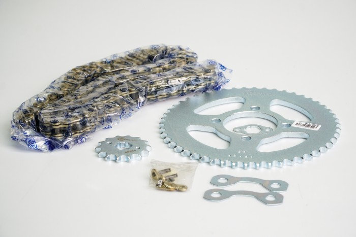 KIT CAJA CADENA - XTZ 125 4 HUECOS (PT50C-PD14C-428-H-132-C) DORADA O´RING CASSARELLA