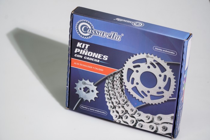 KIT CAJA CADENA - PULSAR NS 160 4 HUECOS (PT45C-PD15C-428-H-138-C) NIQUELADA CASSARELLA