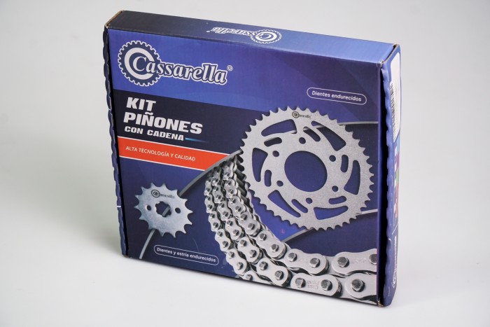 KIT CAJA CADENA - AKT TTR 200 4 HUECOS (PT39C - PD13C- CA520-H-110C) DORADA  CASSARELLA