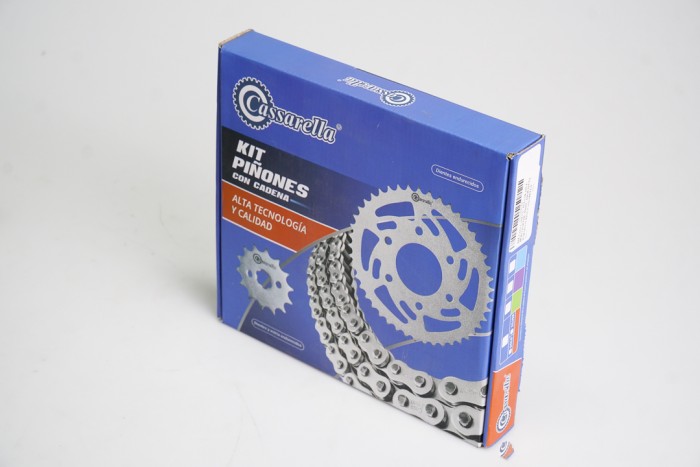 KIT CAJA CADENA - PULSAR 135 4 HUECOS (PT43C-PD15C-428-H-132-C) DORADA O`RING CASSARELLA