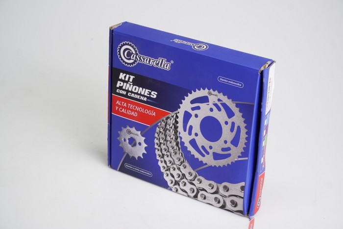 KIT CAJA CADENA - APACHE 180 4 HUECOS (PT46C-PD14C-428-H-132-C) DORADA O´RING CASSARELLA