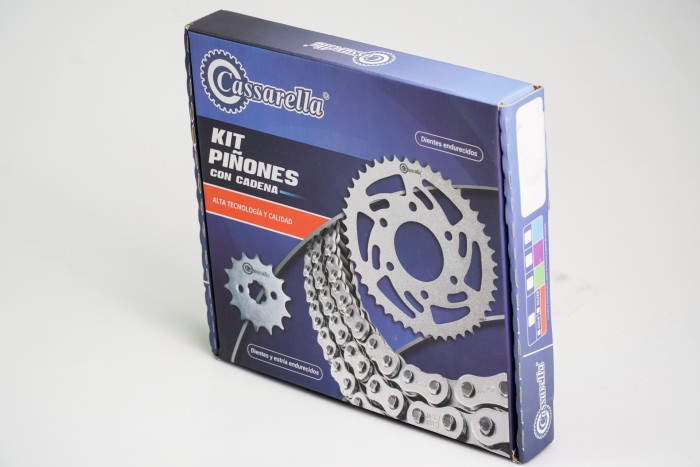 KIT CAJA CADENA - SZR 160 6 HUECOS (PT42C-PD14C-428-H-132-C) DORADA O´RING CASSARELLA