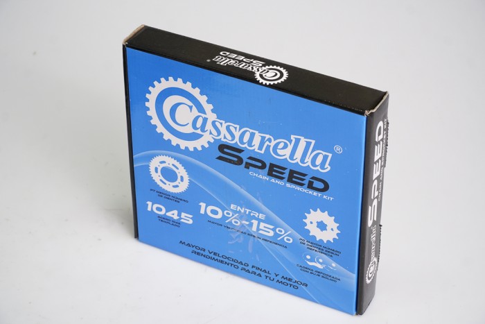 KIT CAJA CADENA - CR5 180 P428  6 HUECOS (PT42C-PD15C-428-H-132-C) DORADA SPEED CASSARELLA
