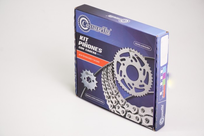 KIT CAJA CADENA - XR 190 E 6 HUECOS (PT48C-PD17C-428-H-132-C) NIQUELADA CASSARELLA