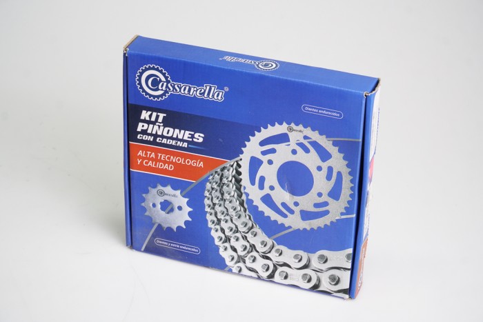 KIT CAJA CADENA - YBR 125 / YD 110 FORCE 4 HUECOS (PT47C-PD13C-428-H-132-C) DORADA CASSARELLA
