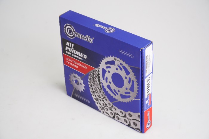KIT CAJA CADENA - CB 110 FORCE 4 HUECOS (PT44C-PD13C-428-H-132-C) NIQUELADA CASSARELLA