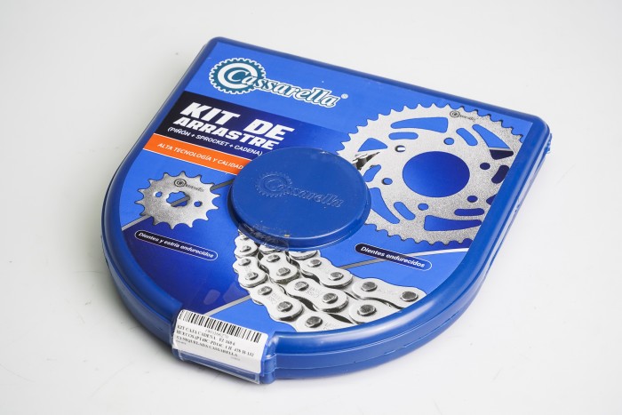 KIT CAJA CADENA - FZ 160 6 HUECOS (PT40C-PD14C-1 H -428-H-132-C) NIQUELADA CASSARELLA