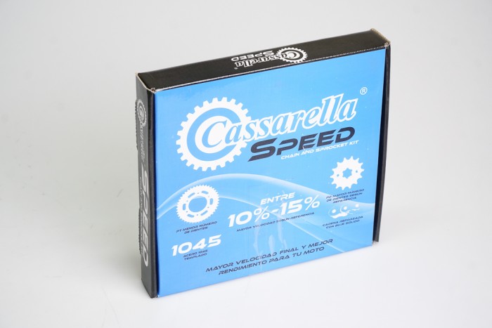 KIT CAJA CADENA - XTZ 125 SPEED 4 HUECOS (PT48C-PD16C-428-H-124-C) DORADA CASSARELLA