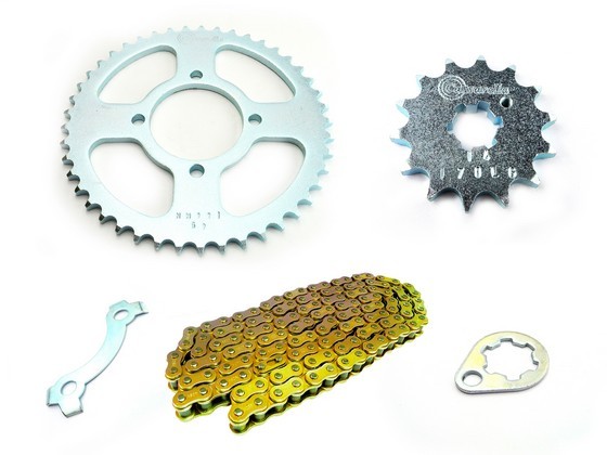 KIT CAJA CADENA - YD LIBERO 125 4 HUECOS (PT45C-PD14C-428-H-132-C) DORADA CASSARELLA