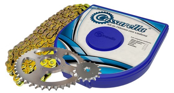 KIT CAJA CADENA - UM XTREET II 180/230 4 HUECOS (PT42C-PD14C-428-H-132-C) DORADA CASSARELLA