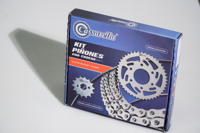 KIT CAJA CADENA - PULSAR NS 150 4 HUECOS (PT45C-PD15C-428-H-138-C) DORADA CASSARELLA