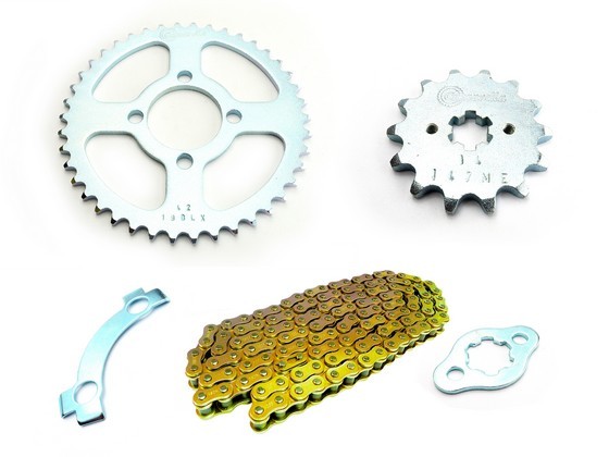 KIT CAJA CADENA - DISCOVER 100 4 HUECOS (PT42C-PD13C-428-H-120-C) DORADA CASSARELLA