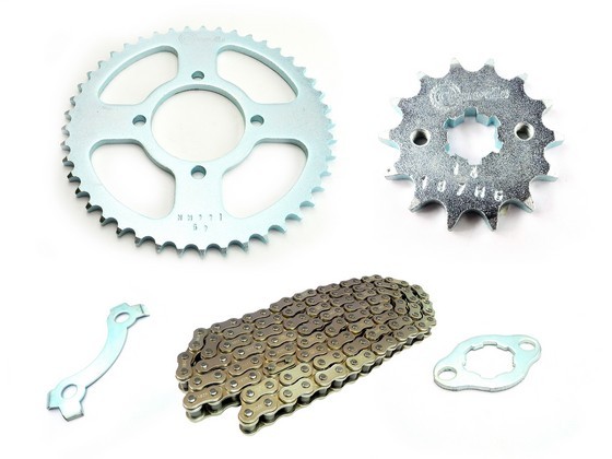 KIT CAJA CADENA - YBR SS 125 4 HUECOS (PT45C-PD14C-428-H-124-C) NIQUELADA CASSARELLA